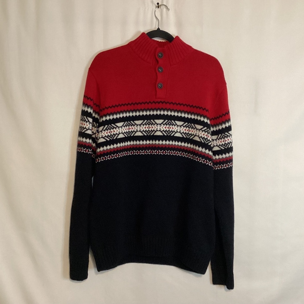 Chaps Sweater Turtleneck Nordic Fair Isle Ski Preppy Classic Timeless Mens SZ M
